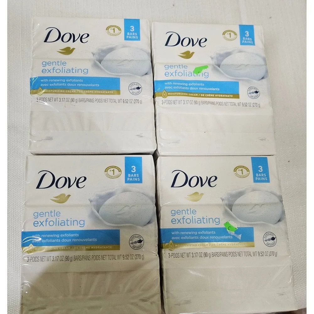 Dove Gentle Exfoliating Bar Soap Moisturizing‎ Cream 3 Bars Wt 9.52oz Lot of 4
